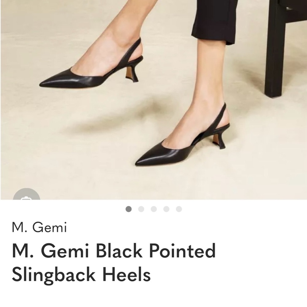 M Gemi Classic Black Pointed Slingback Heels